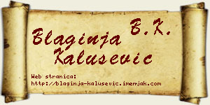 Blaginja Kalušević vizit kartica